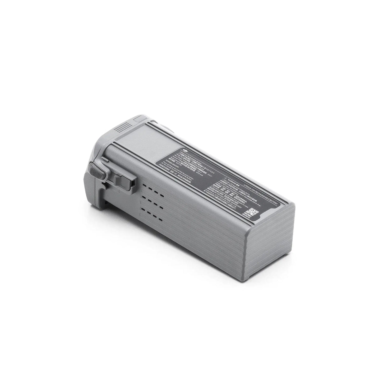 DJI Air 3S grey battery laying flat shown at 45-degree front right view on a white background