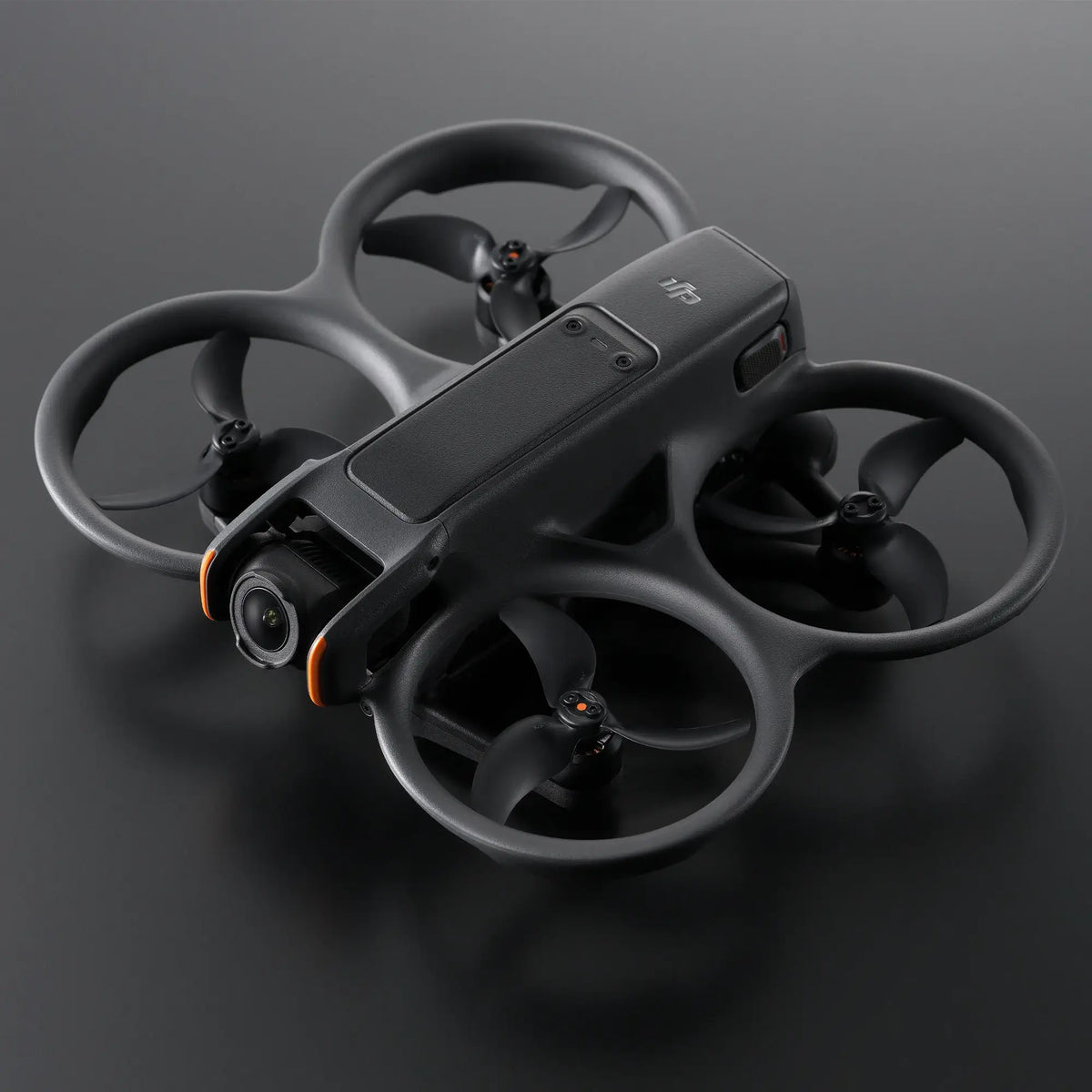 Black Avata 2 drone with four rotors on a dark background