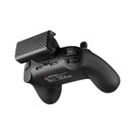 Black remote controller on a white background