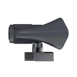 Grey speaker and searchlight from birds-eye view on a white background