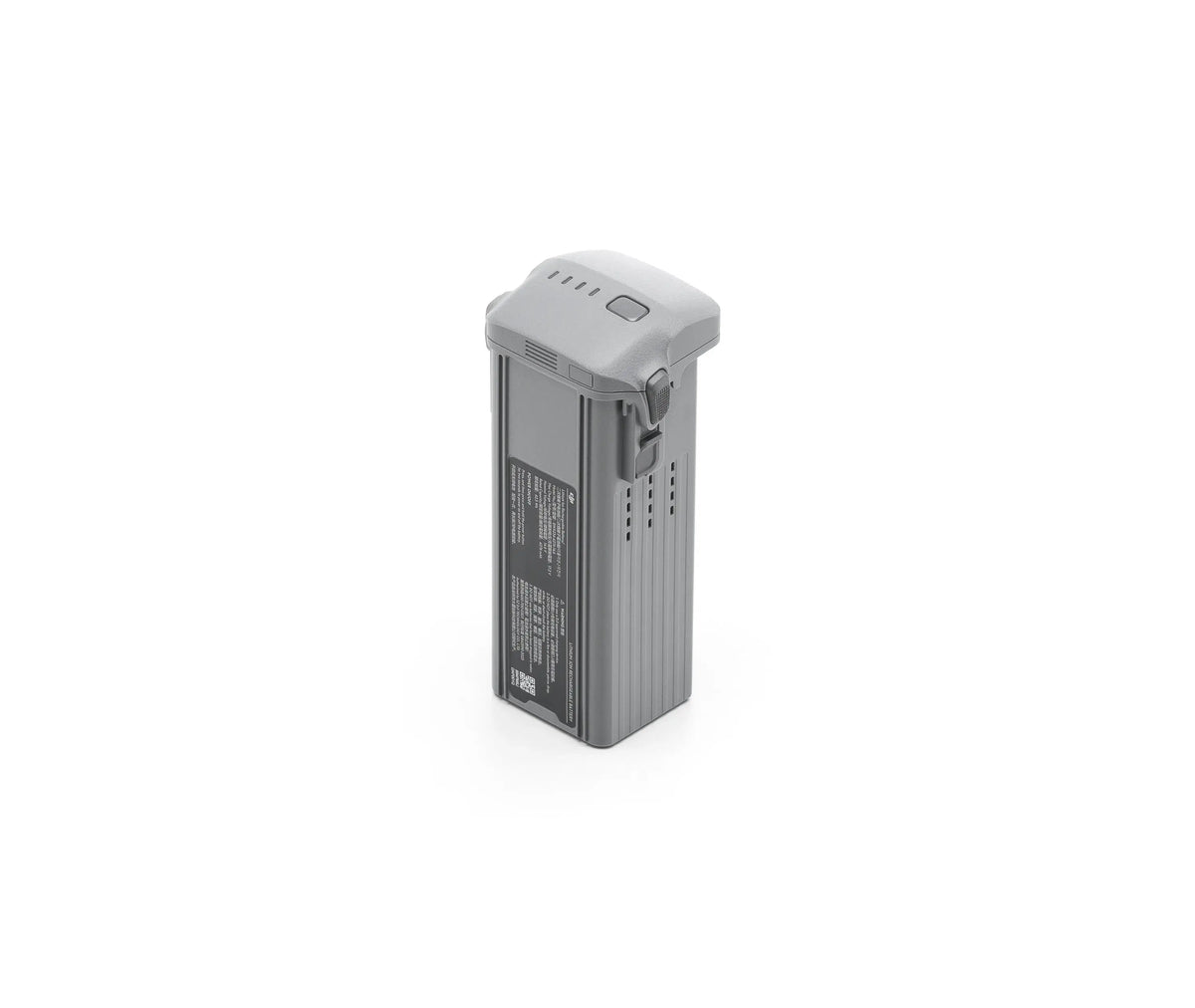 DJI Air 3S grey battery standing upright shown at 45-degree front left view on a white background