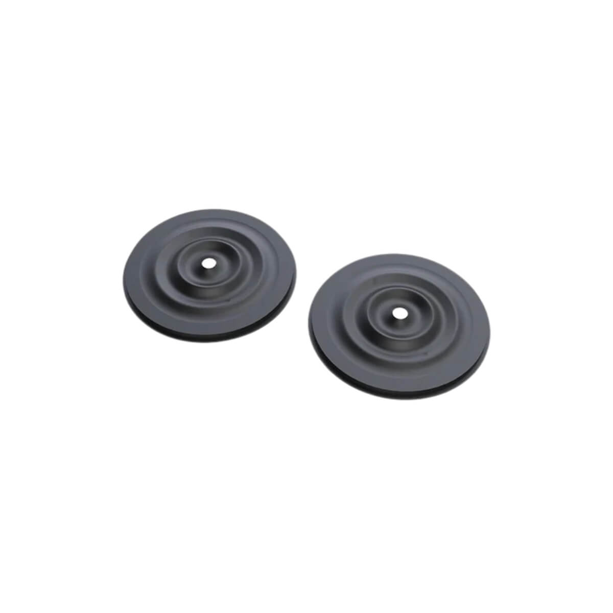 Two grey circular stick covers for Cendence controller on a white background