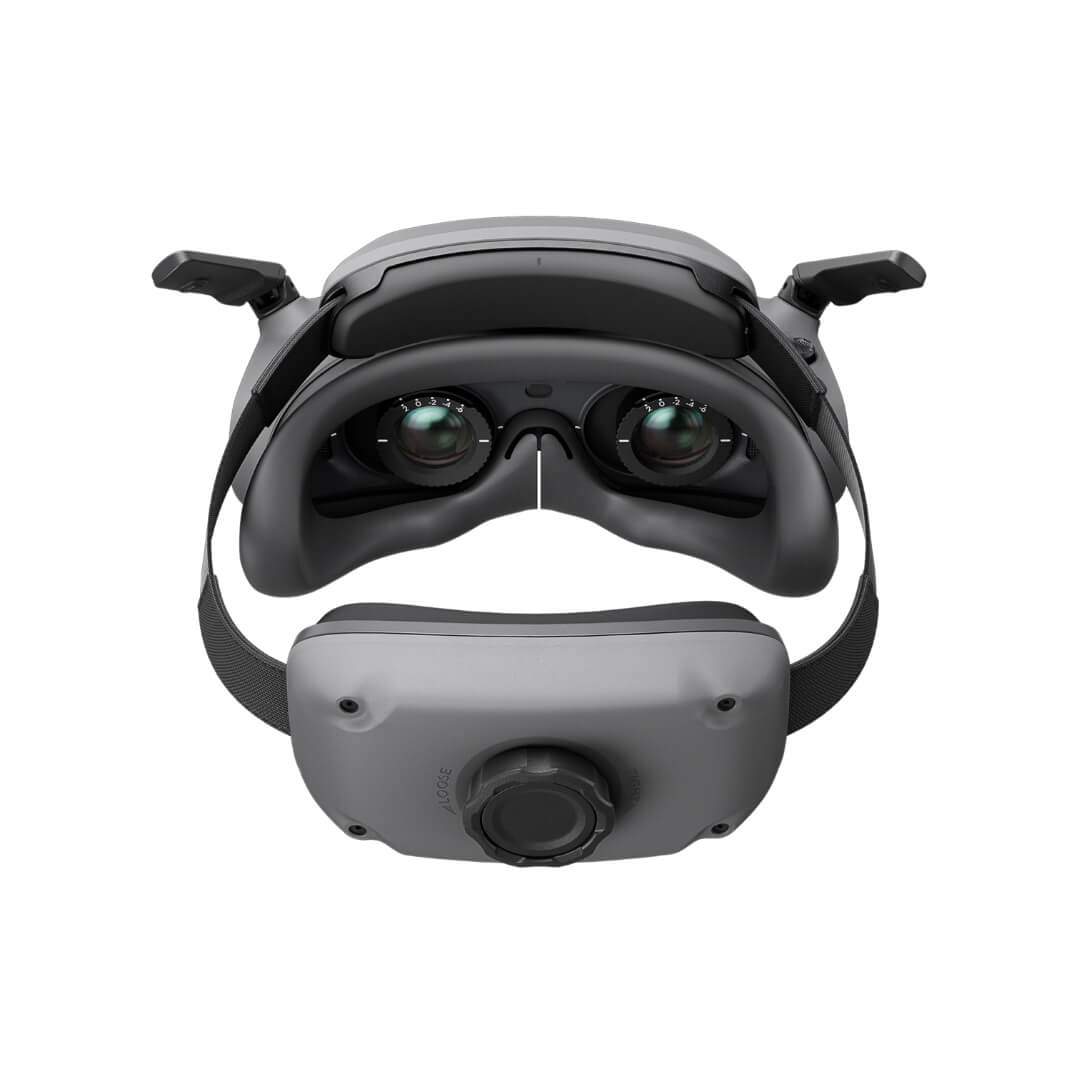 Back view of dji fpv goggles 3 on a white background