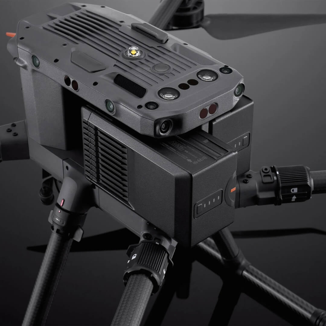 Close-up of a large enterprise drone with a battery being inserted