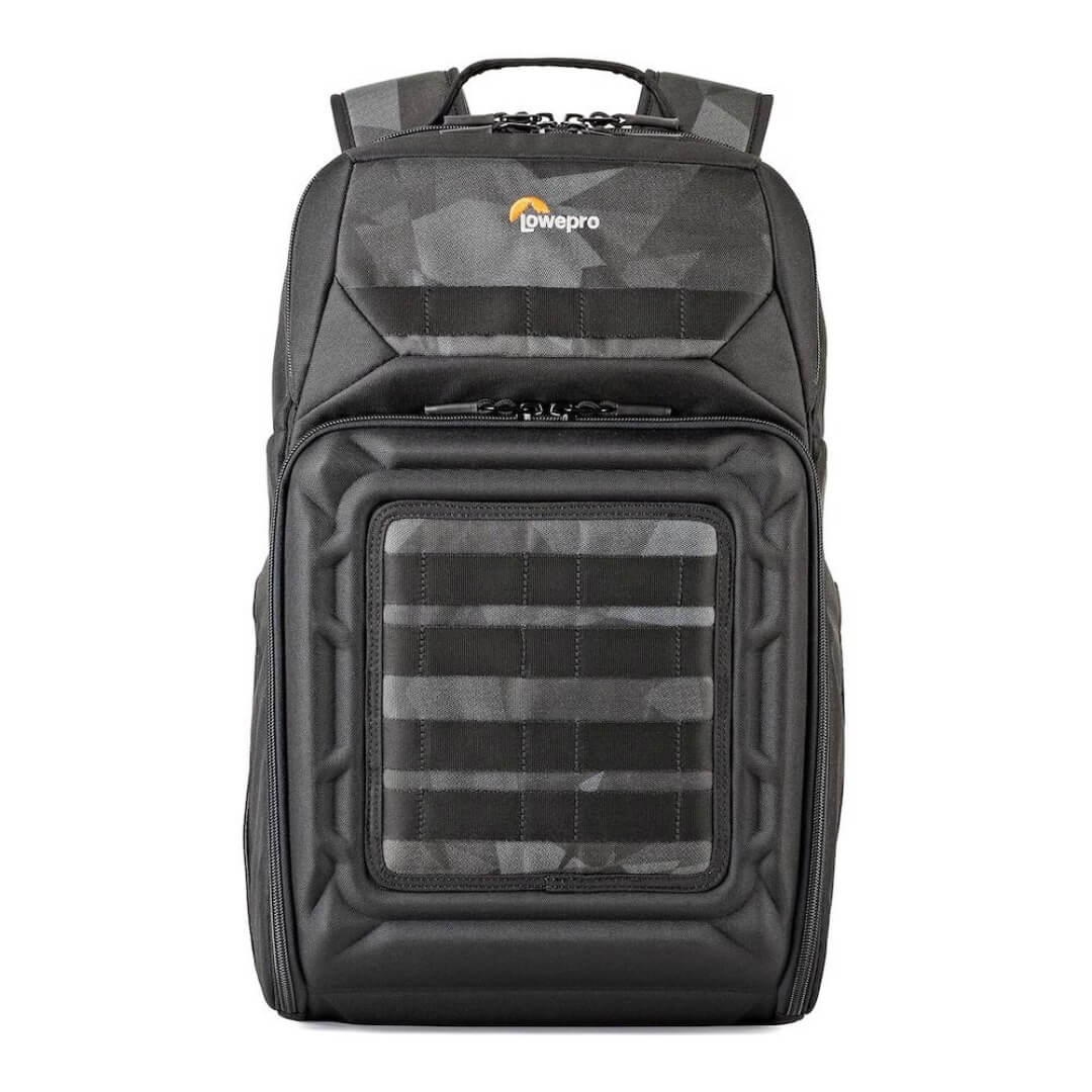 Black backpack on a white background