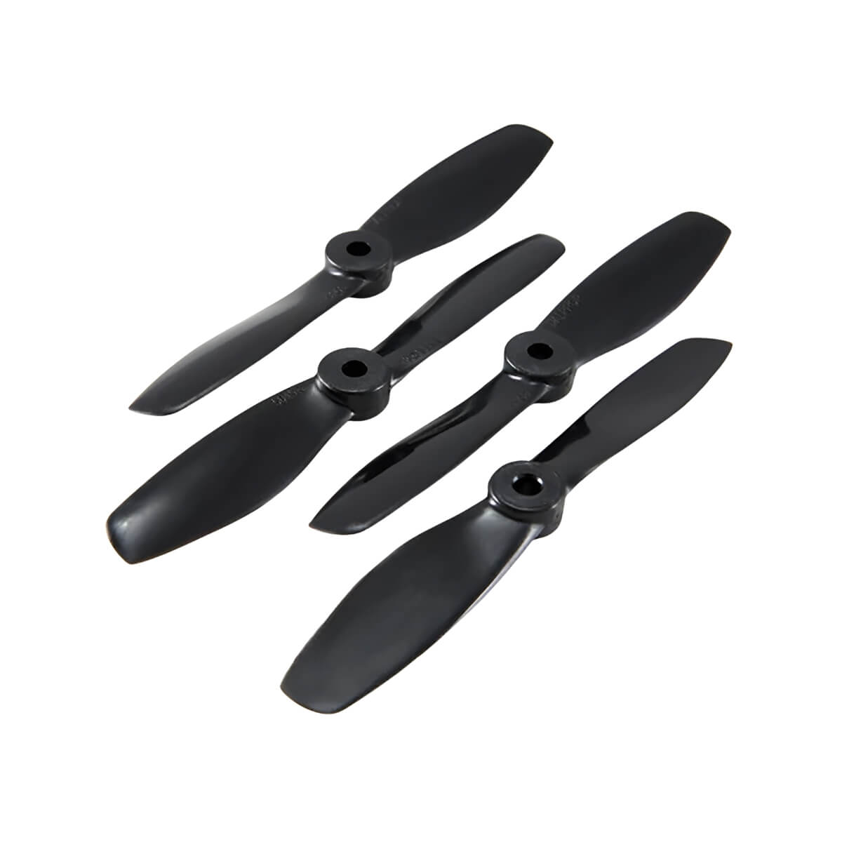 Four black propellers on a white background