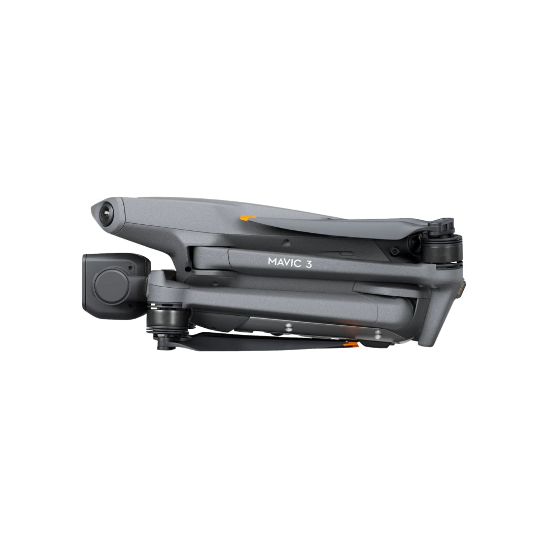 DJI Mavic 3 drone folded shown at left view on a white background