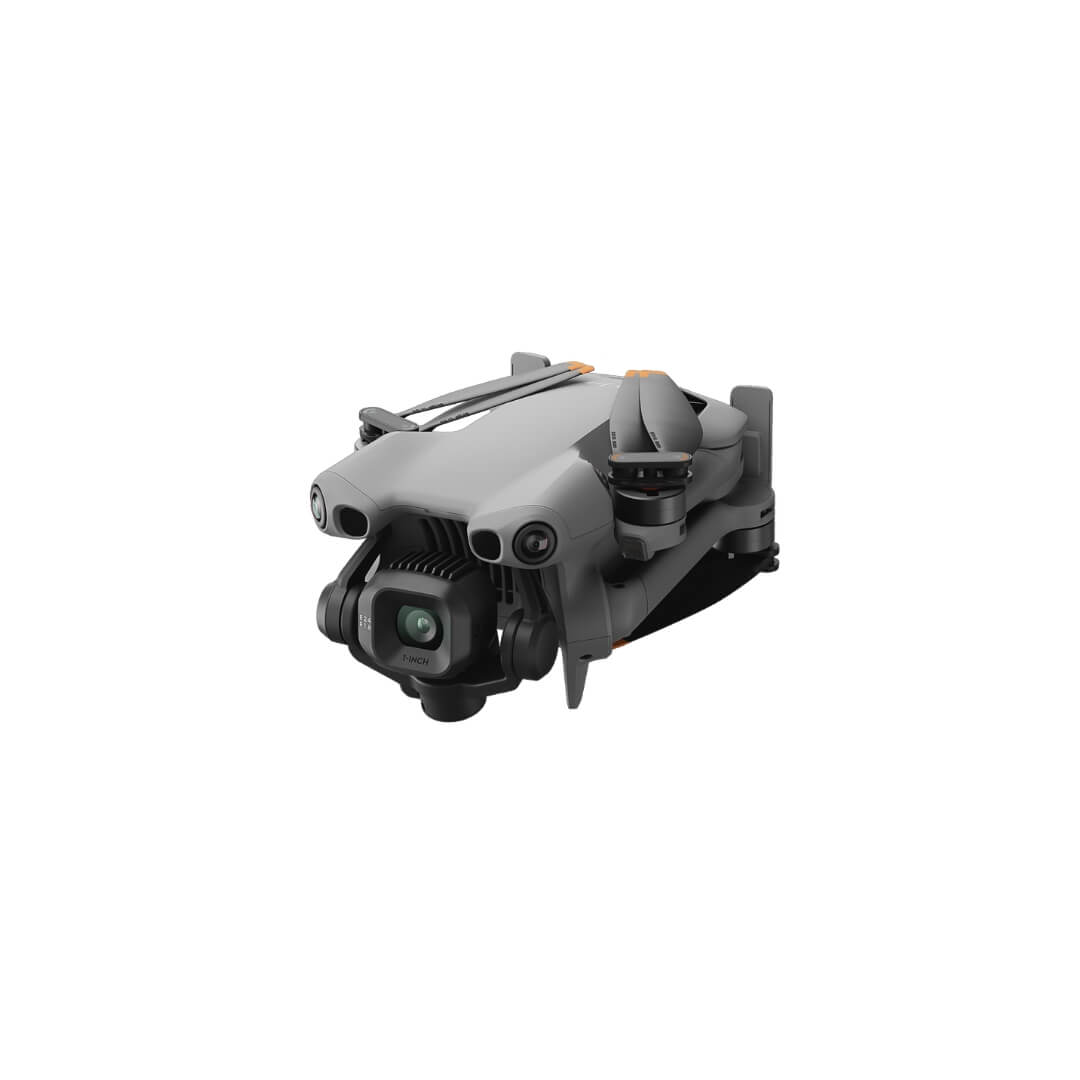 Mini 5 Pro folded drone on front left view angle on a white background