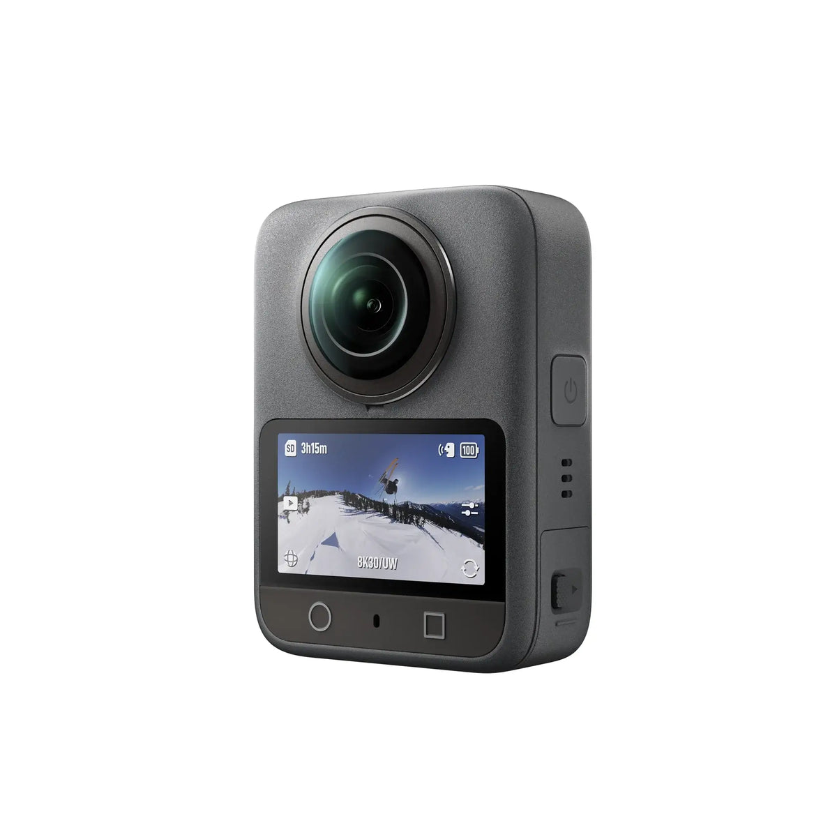DJI Osmo 360 camera 45-degree front left view on white background