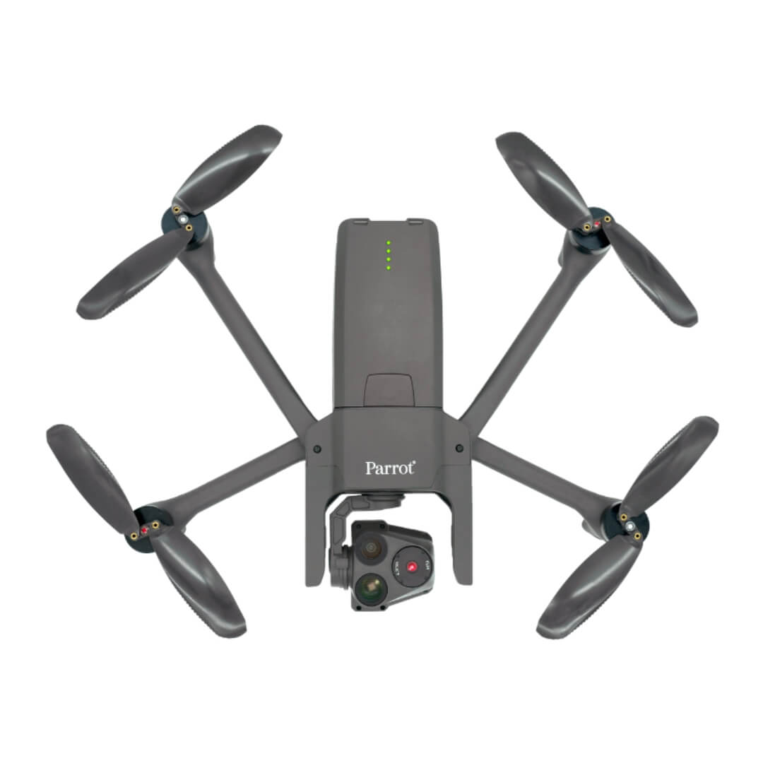 Parrot drone with four propellers on a white background
