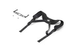Black DJI RC Plus 2 shoulder harness and mounting plate shown at a 45-degree front left view on a white background