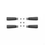 Set of black propellers with screws shown at birds-eye view on a white background